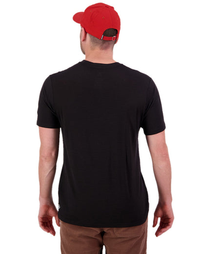 Black Coloured Swanndri Mens Merino Fusion T-Shirt on white background #colour_black