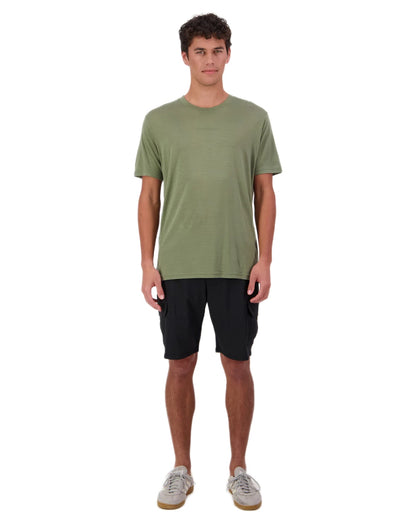 Clover Coloured Swanndri Mens Merino Fusion T-Shirt on white background #colour_clover