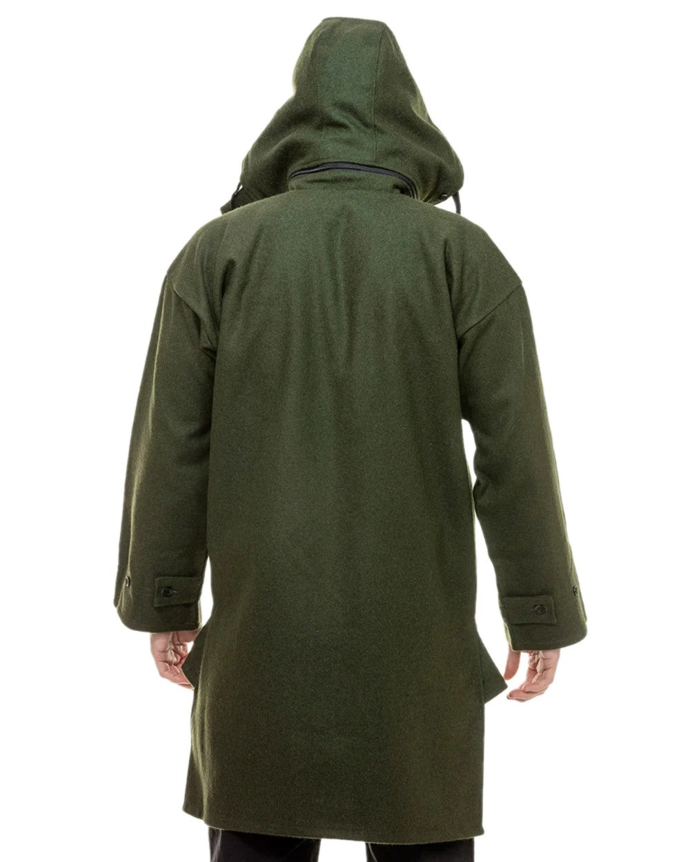 Olive Coloured Swanndri Mens Mosgiel Wool Bushshirt with Zip-up Front on white background #colour_olive