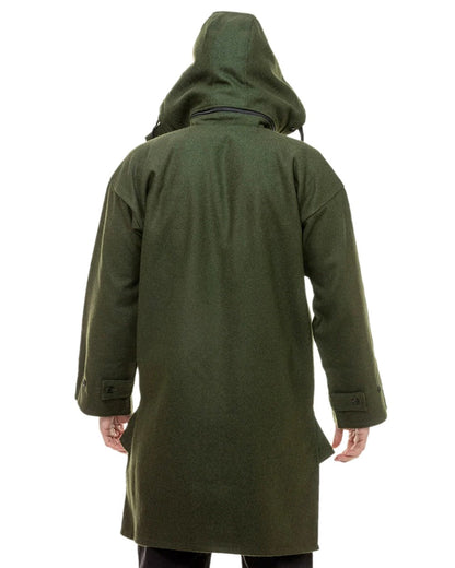 Olive Coloured Swanndri Mens Mosgiel Wool Bushshirt with Zip-up Front on white background #colour_olive