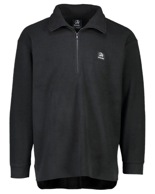Black Coloured Swanndri Mens Motu Fleece Pullover on white background #colour_black