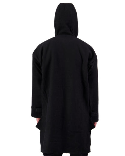 Black Coloured Swanndri Mens Original Wool Bushshirt With Lace-Up Front on white background #colour_black