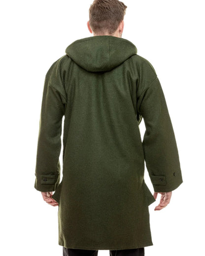 Olive Coloured Swanndri Mens Original Wool Bushshirt With Lace-Up Front on white background #colour_olive