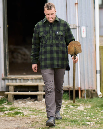 Olive Black Check Coloured Swanndri Mens Ranger Extreme V2 on outdoor background #colour_olive-black-check