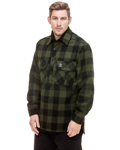 Olive Black Check Coloured Swanndri Mens Ranger Extreme V2 on white background #colour_olive-black-check