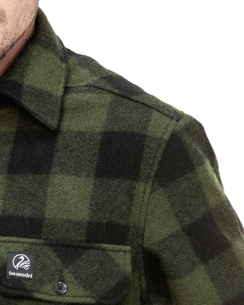 Olive Black Check Coloured Swanndri Mens Ranger Extreme V2 on white background #colour_olive-black-check