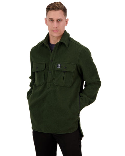 Olive Coloured Swanndri Mens Ranger Extreme V2 on white background #colour_olive