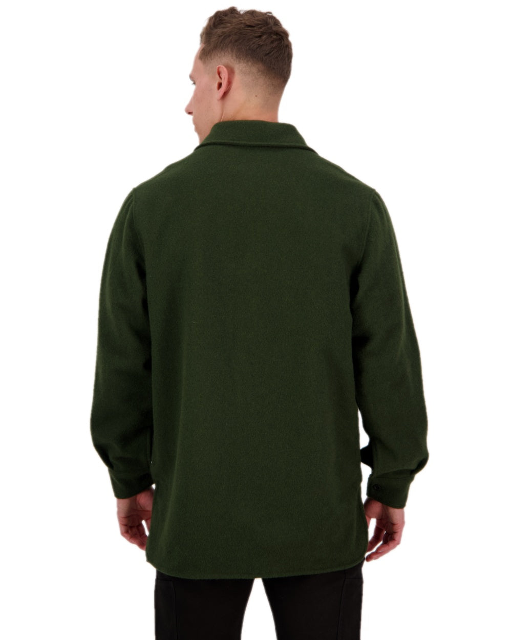 Olive Coloured Swanndri Mens Ranger Extreme V2 on white background #colour_olive