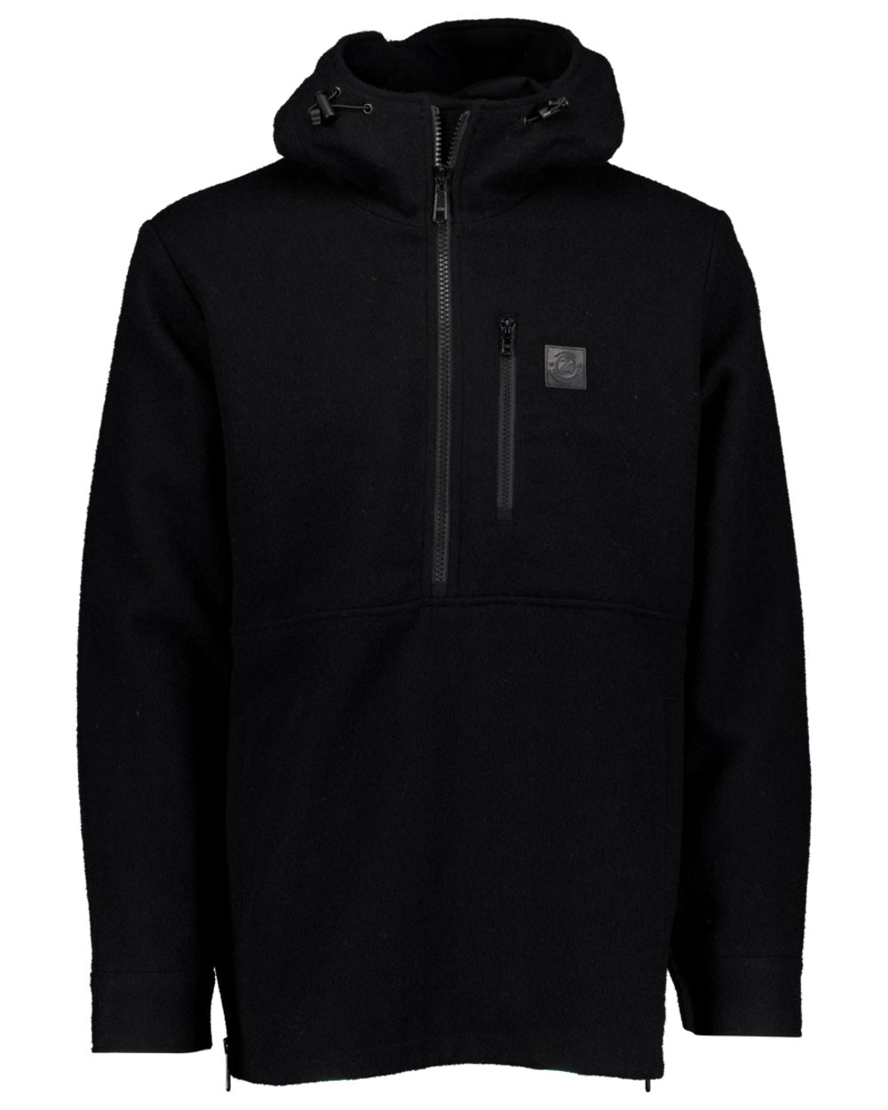Black Coloured Swanndri Mens Reidston Wool Anorak on white background #colour_black