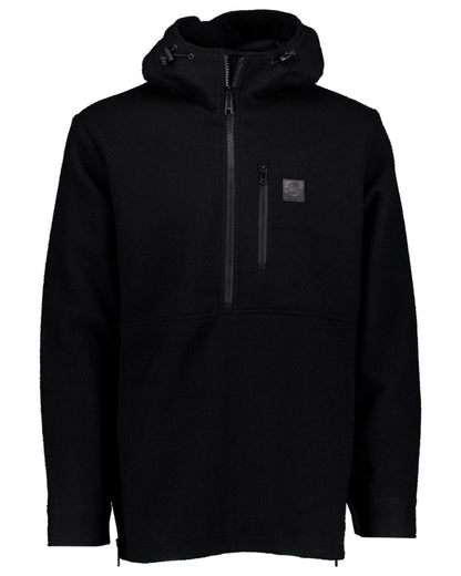 Black Coloured Swanndri Mens Reidston Wool Anorak on white background #colour_black