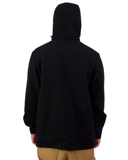 Black Coloured Swanndri Mens Reidston Wool Anorak on white background #colour_black