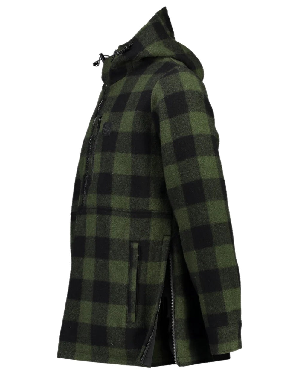 Olive Black Check Coloured Swanndri Mens Reidston Wool Anorak on white background #colour_olive-black-check