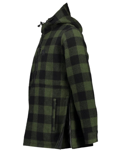 Olive Black Check Coloured Swanndri Mens Reidston Wool Anorak on white background #colour_olive-black-check