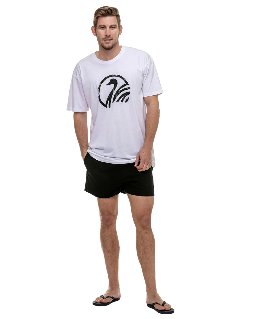 Black Coloured Swanndri Mens Rugby Short on white background #colour_black