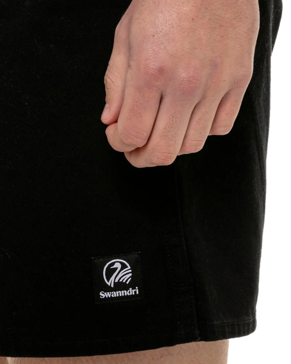 Black Coloured Swanndri Mens Rugby Short on white background #colour_black
