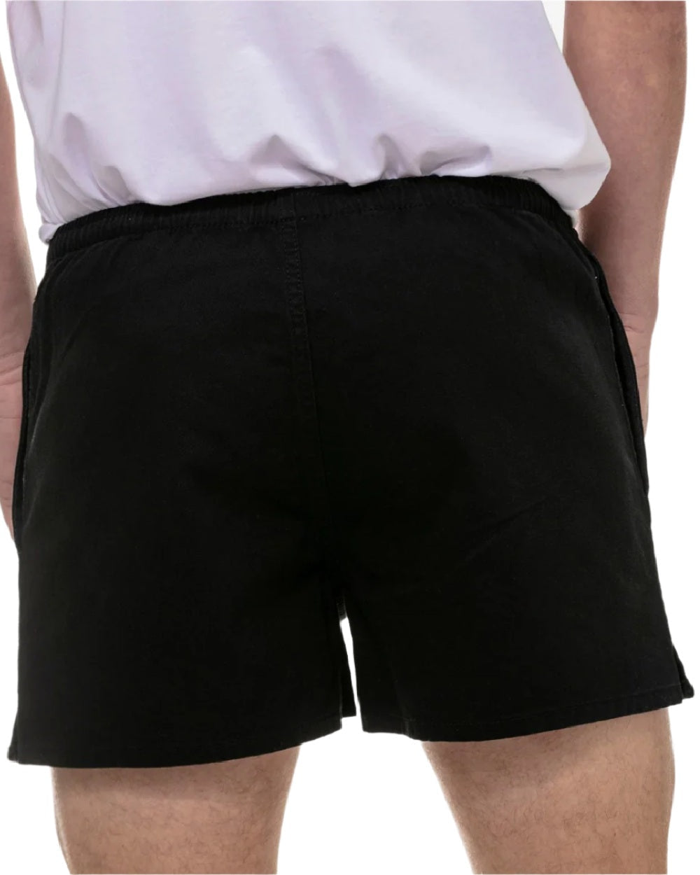 Black Coloured Swanndri Mens Rugby Short on white background #colour_black