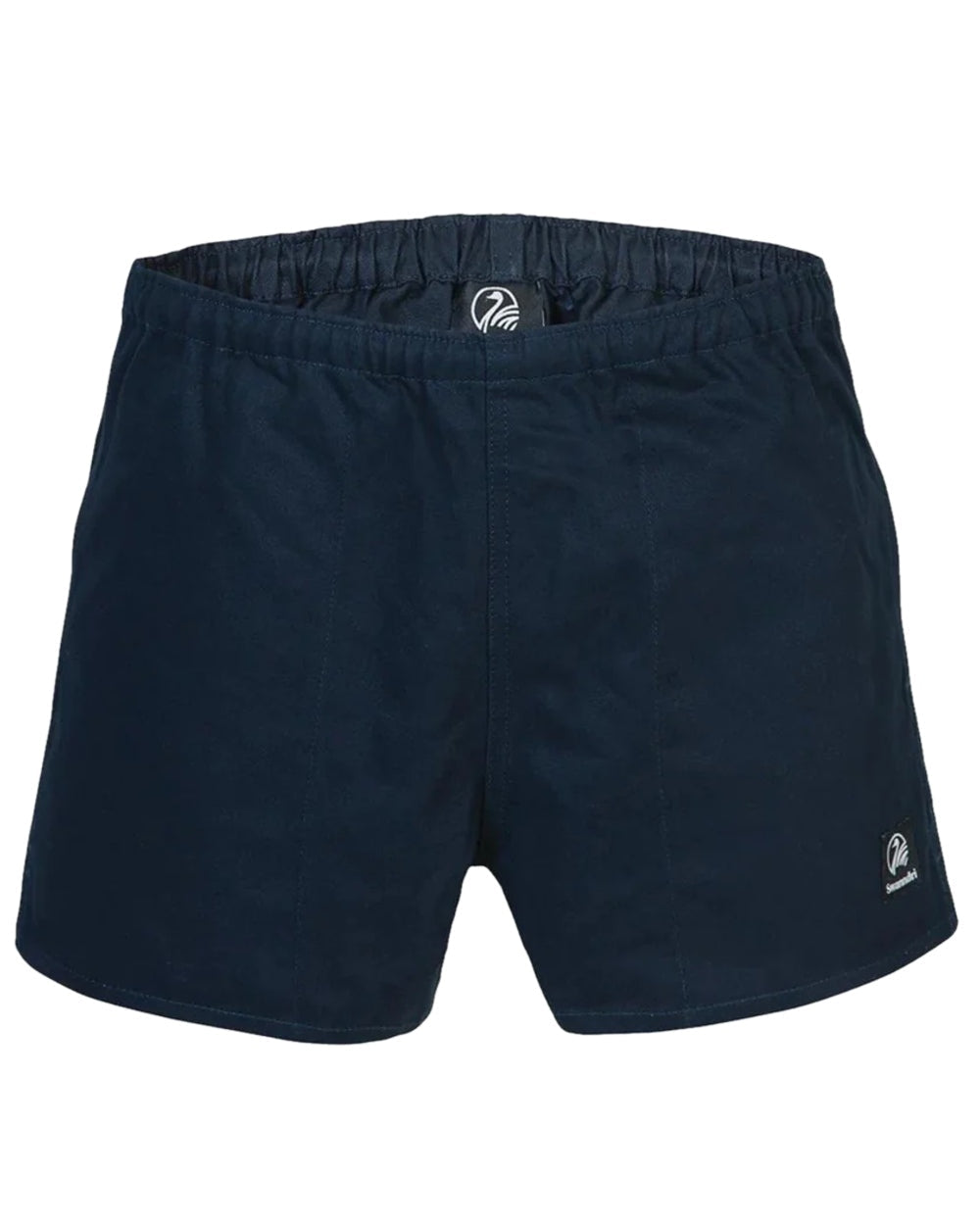 Navy Coloured Swanndri Mens Rugby Short on white background #colour_navy