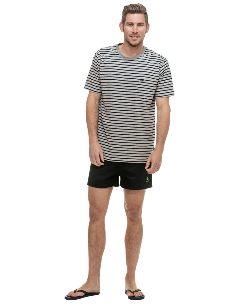 Navy Coloured Swanndri Mens Rugby Short on white background #colour_navy