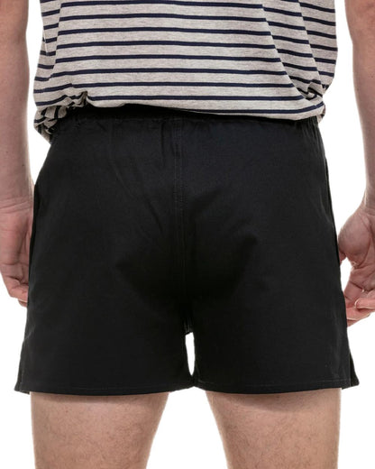 Navy Coloured Swanndri Mens Rugby Short on white background #colour_navy