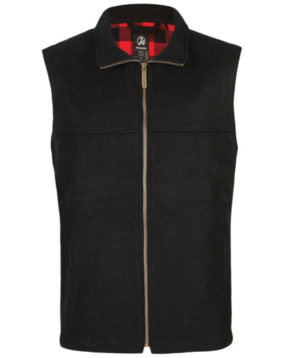 Black Coloured Swanndri Mens Saddleback Wool Vest on white background #colour_black
