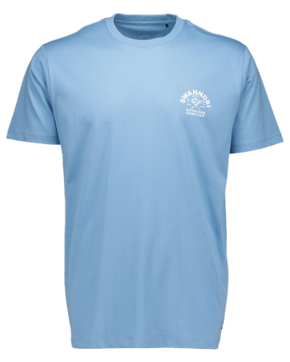 Smoke Blue White Coloured Swanndri Mens Trails Printed T-Shirt on white background #colour_smoke-blue-white