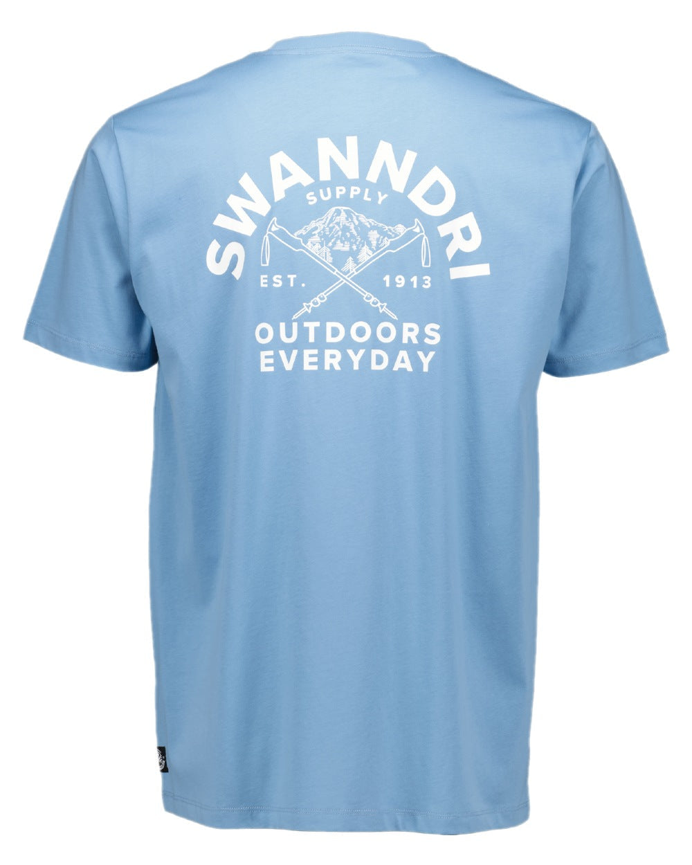 Smoke Blue White Coloured Swanndri Mens Trails Printed T-Shirt on white background #colour_smoke-blue-white