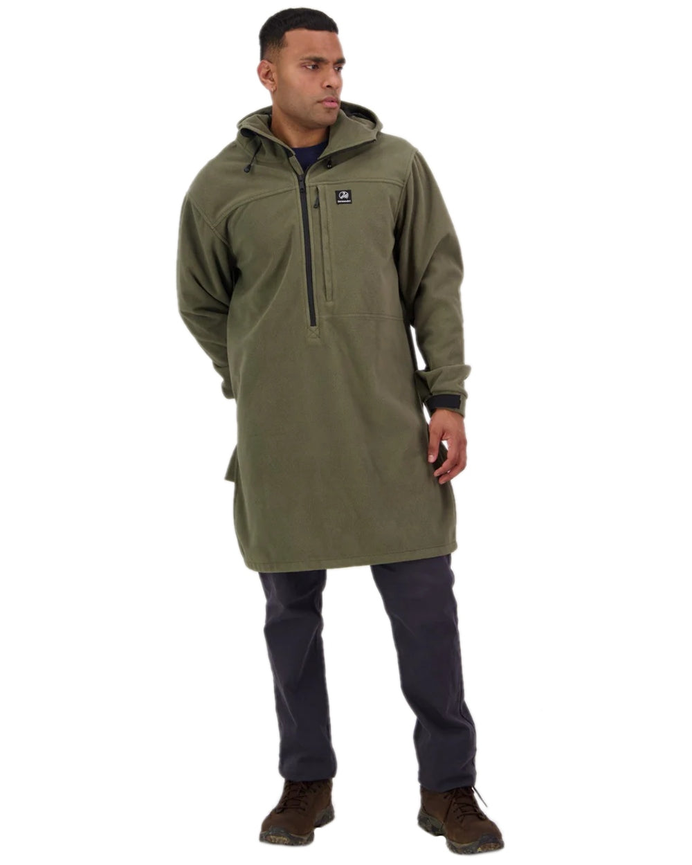 Forest Coloured Swanndri Mens Tundra V2 Technical Fleece Anorak on white background #colour_forest