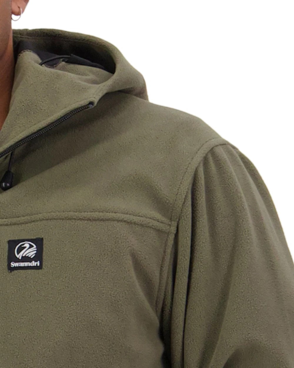 Forest Coloured Swanndri Mens Tundra V2 Technical Fleece Anorak on white background #colour_forest