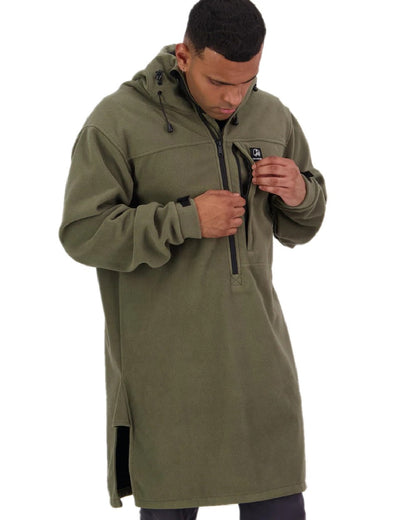 Forest Coloured Swanndri Mens Tundra V2 Technical Fleece Anorak on white background #colour_forest