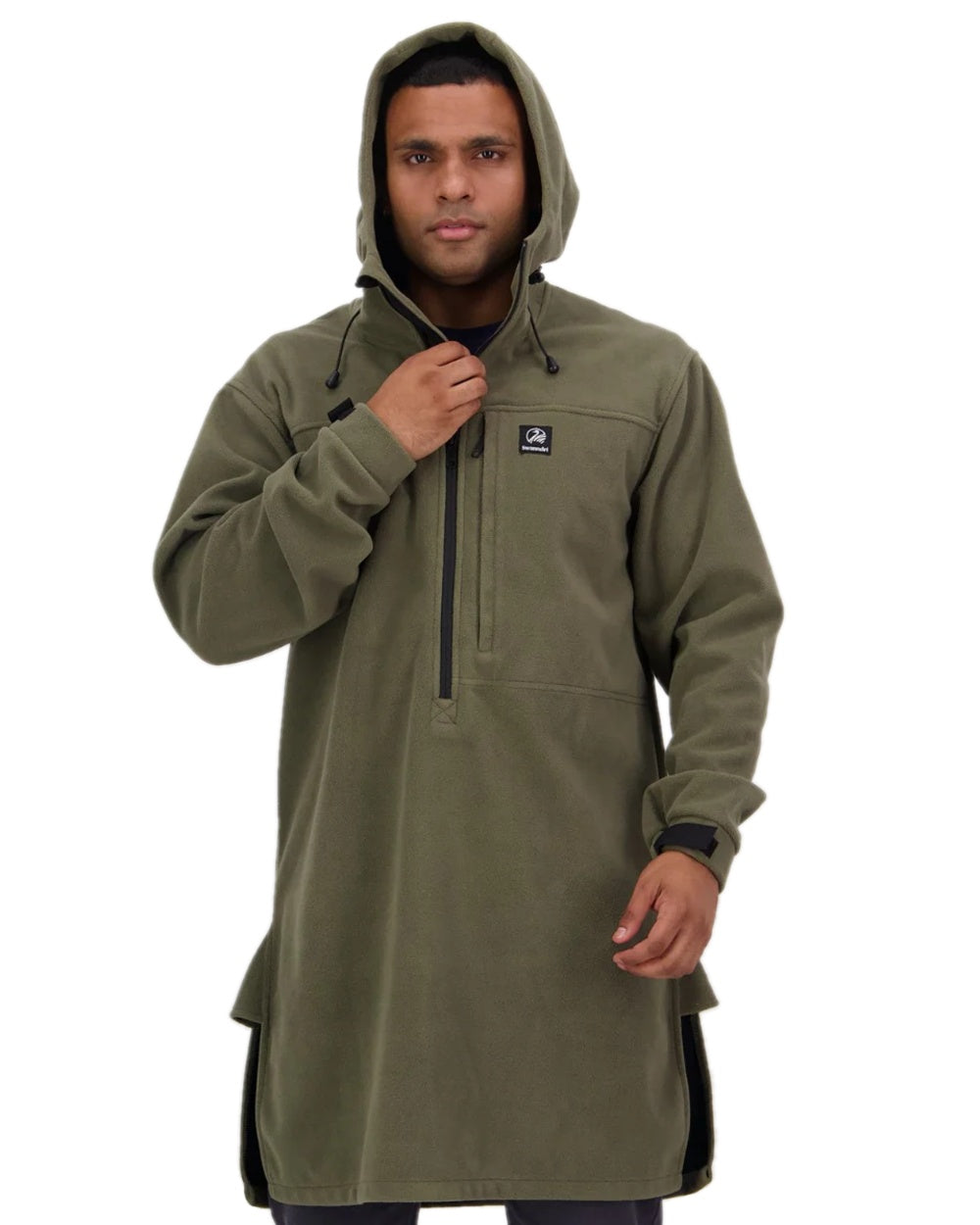 Forest Coloured Swanndri Mens Tundra V2 Technical Fleece Anorak on white background #colour_forest
