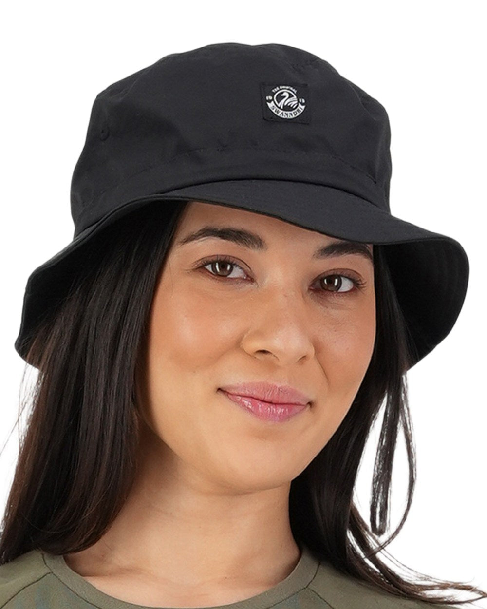 Black Coloured Swanndri Murrays Bay V2 Bucket Hat on white background #colour_black