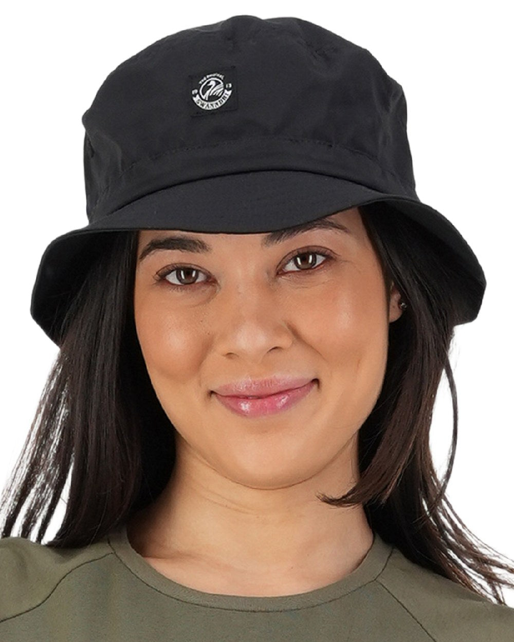 Black Coloured Swanndri Murrays Bay V2 Bucket Hat on white background #colour_black