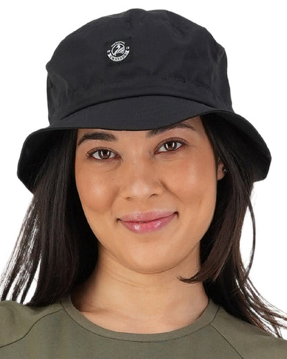 Black Coloured Swanndri Murrays Bay V2 Bucket Hat on white background #colour_black