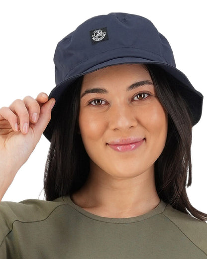 Navy Coloured Swanndri Murrays Bay V2 Bucket Hat on white background #colour_navy