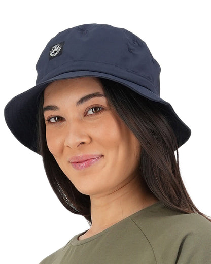 Navy Coloured Swanndri Murrays Bay V2 Bucket Hat on white background #colour_navy