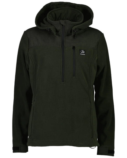 Olive Coloured Swanndri Womens High Rock Fleece Hoodie on white background #colour_olive