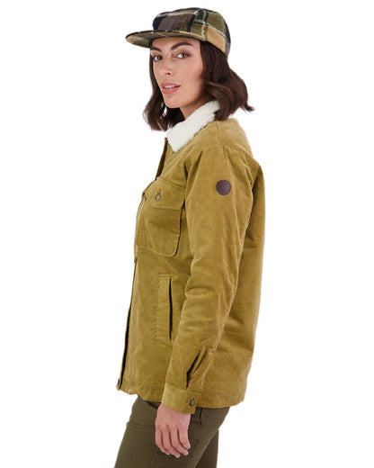 Cashew Coloured Swanndri Womens Kaituna Corduroy Jacket on white background #colour_cashew