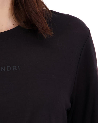 Black Coloured Swanndri Womens Merino Fusion T-Shirt on white background #colour_black