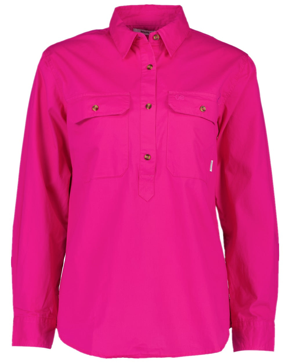 Pink Coloured Swanndri Womens Roma Long Sleeve Shirt on white background #colour_pink