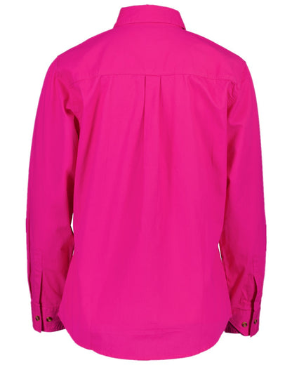 Pink Coloured Swanndri Womens Roma Long Sleeve Shirt on white background #colour_pink