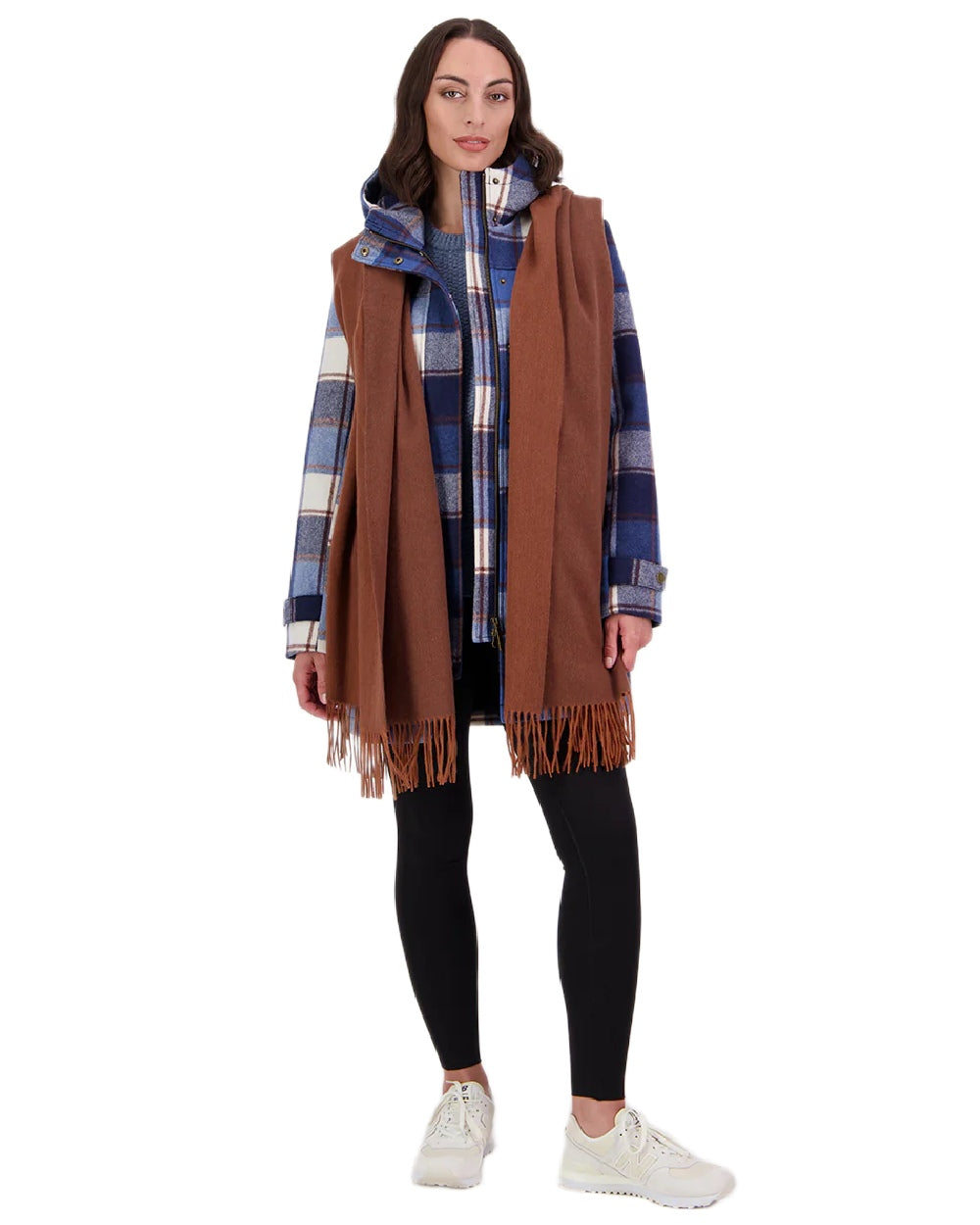 Rusty Coloured Swanndri Womens Wide Scarf on white background #colour_rusty