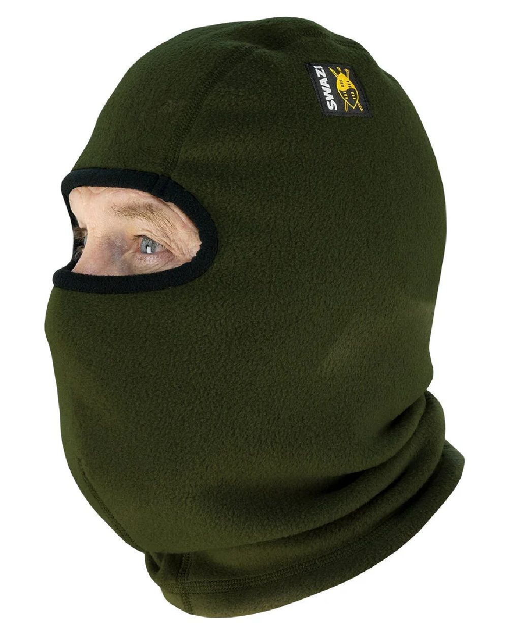Olive coloured Swazi Balaclava on white background #colour_olive