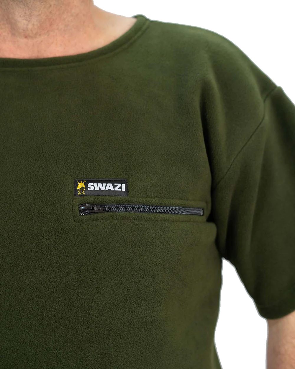 Olive Coloured Swazi Bushmans Tee on white background #colour_olive