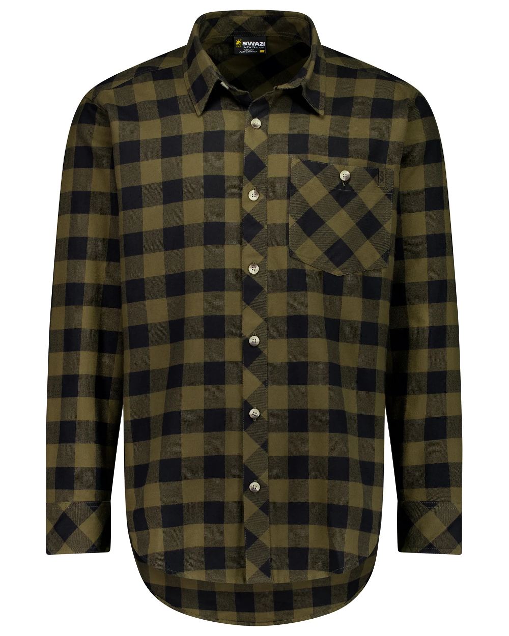 European Olive Granite coloured Swazi Grafter Shirt on white background #colour_european-olive-granite