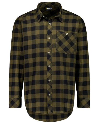 European Olive Granite coloured Swazi Grafter Shirt on white background #colour_european-olive-granite