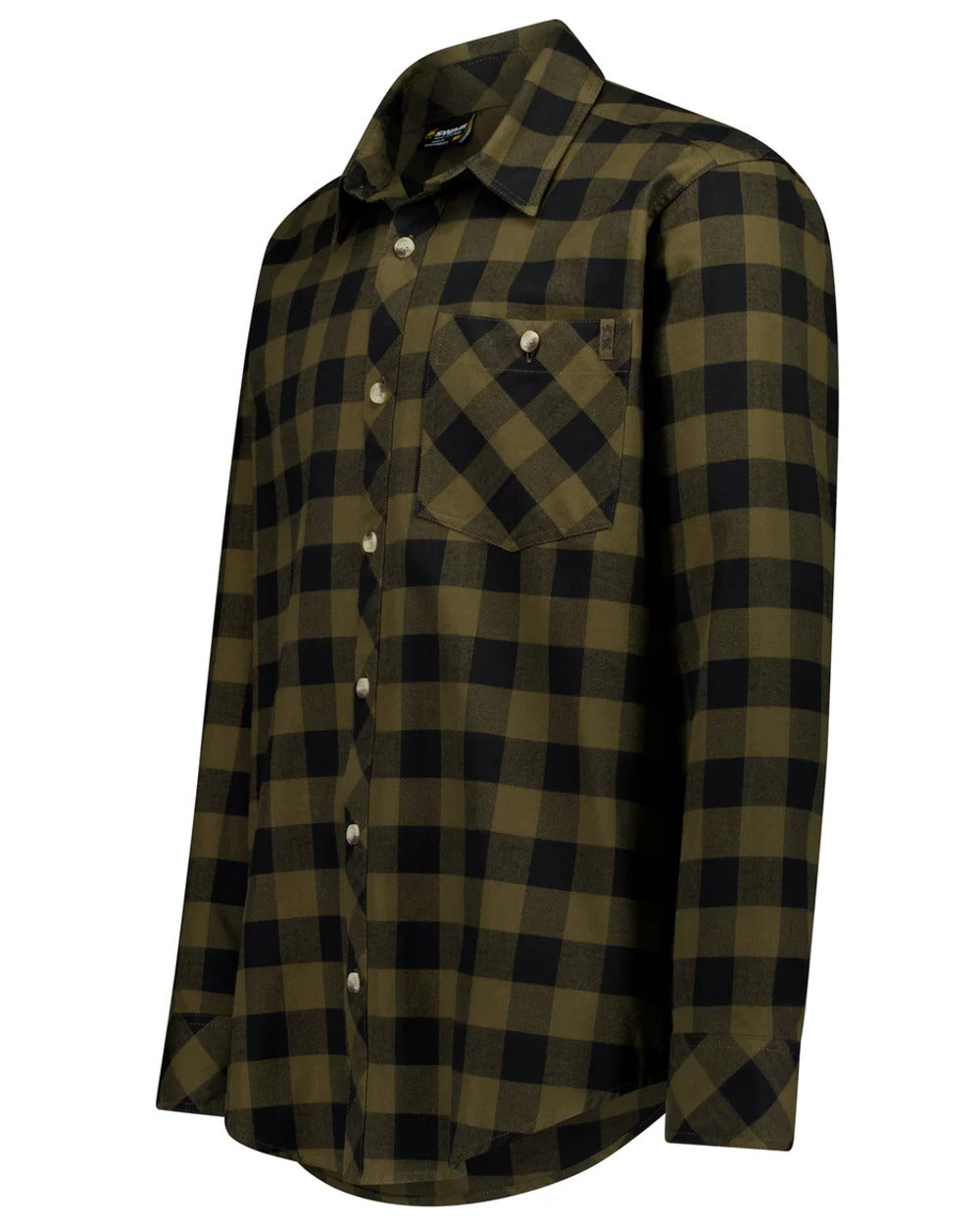 European Olive Granite coloured Swazi Grafter Shirt on white background #colour_european-olive-granite