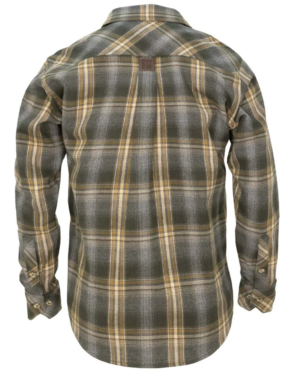 Olive coloured Swazi Grafter Shirt on white background #colour_olive