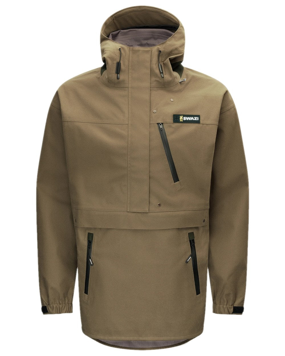 European Olive Coloured Swazi Kagoule Smock on white background #colour_european-olive