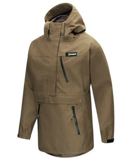 European Olive Coloured Swazi Kagoule Smock on white background #colour_european-olive