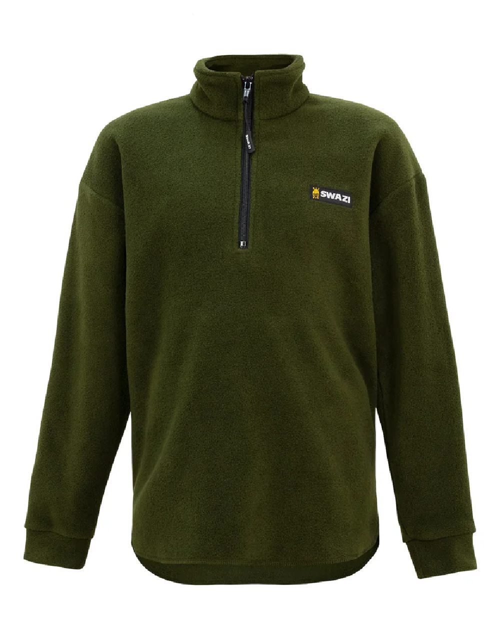 Olive coloured Swazi Kids Bush Shirt on white background #colour_olive